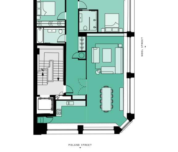 Lovelydays luxury service apartment rental - Soho - Berwick Street I - Lovelysuite - 3 bedrooms - 3 bathrooms - Floorplan - five star apartment london - d5e8a7d48f5d - Lovelydays